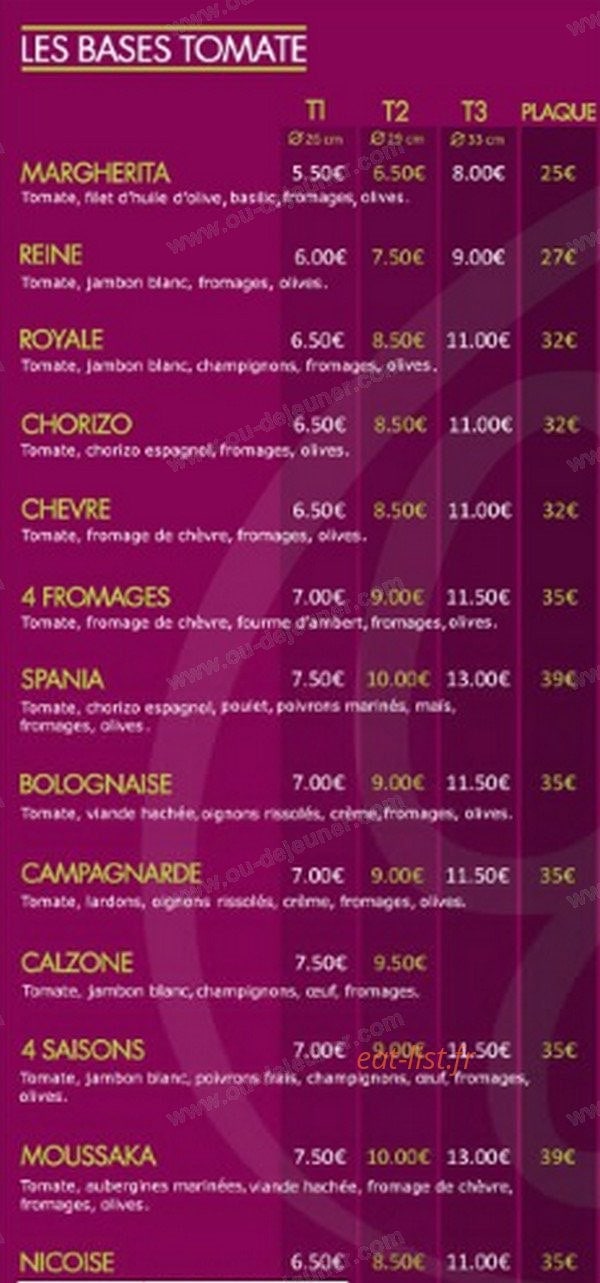 Gusto Pizza — carte page 2