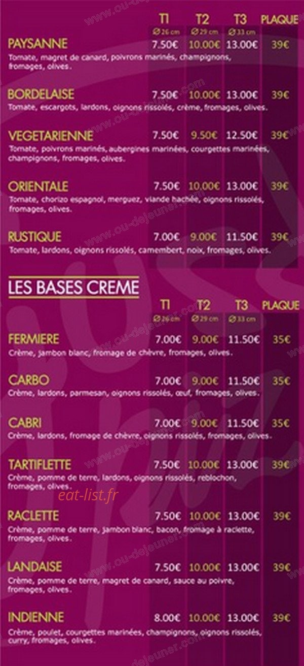 Gusto Pizza — carte page 3