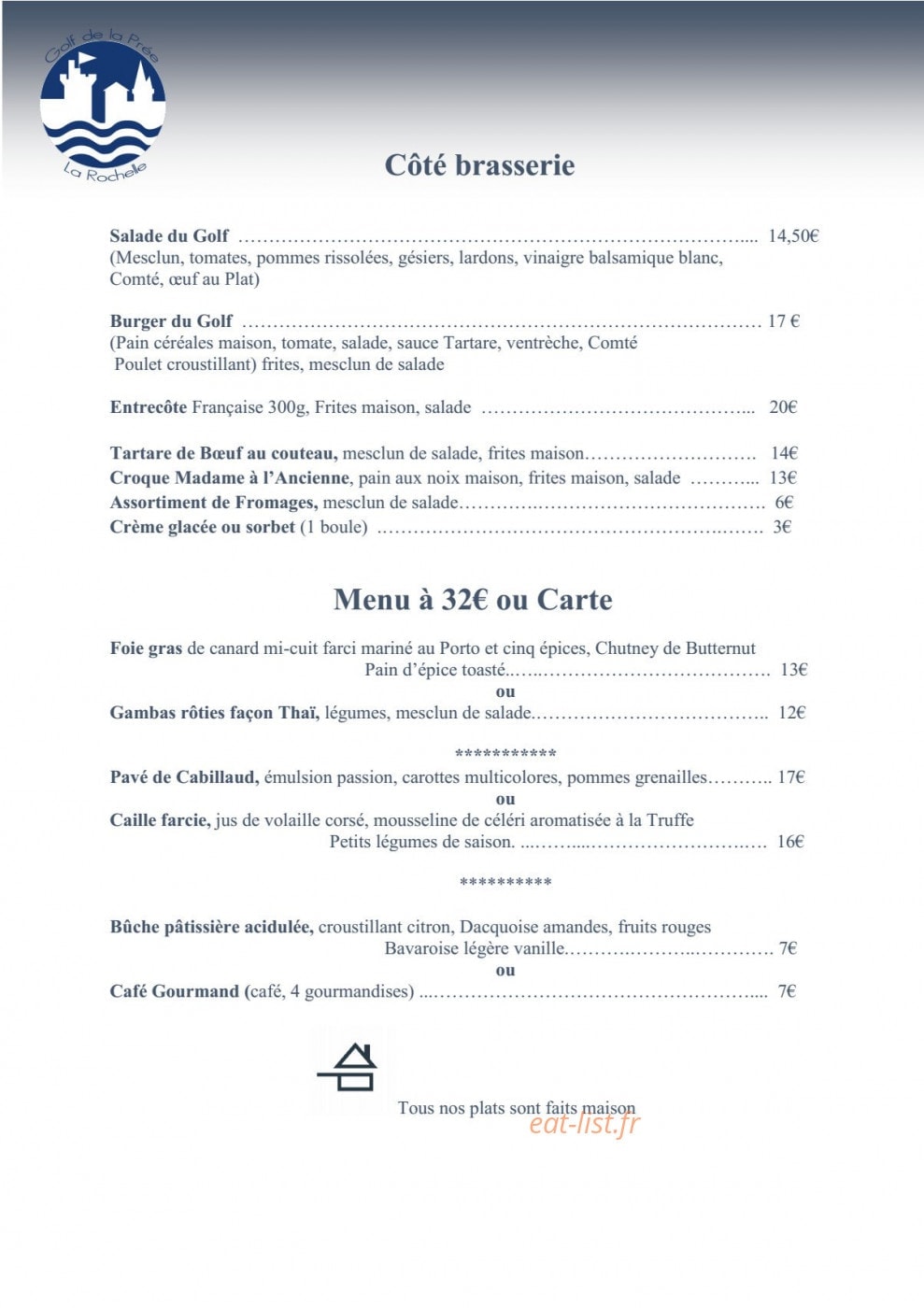 Le restaurant du golf de la Prée — carte page 3