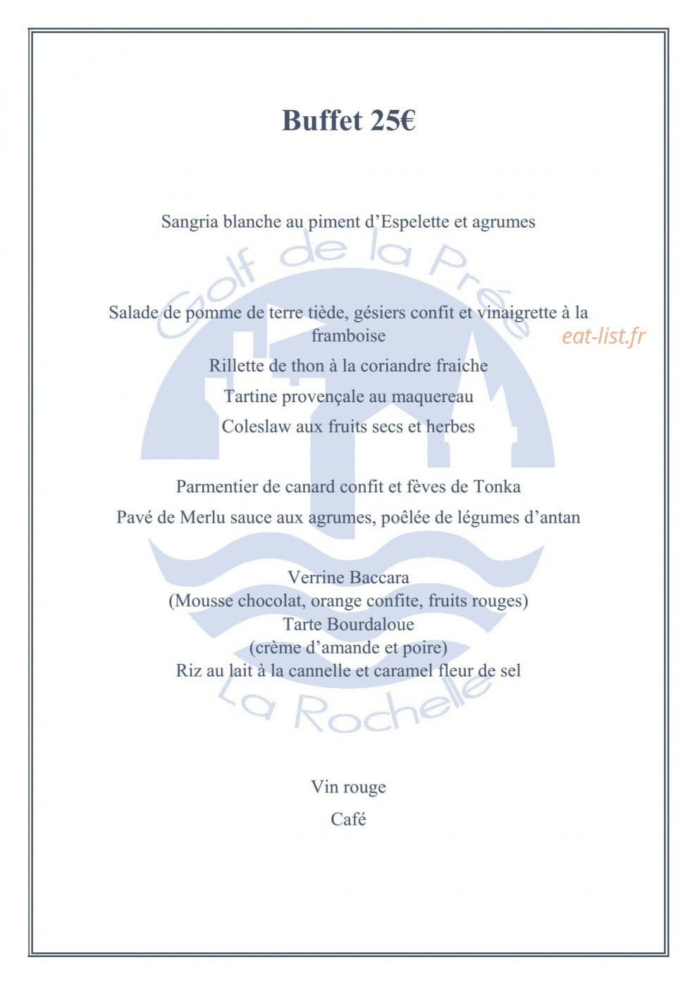 Le restaurant du golf de la Prée — carte page 5