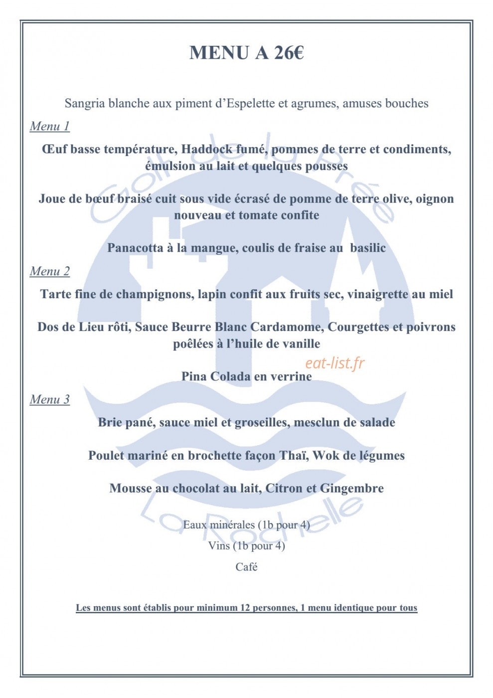 Le restaurant du golf de la Prée — carte page 7