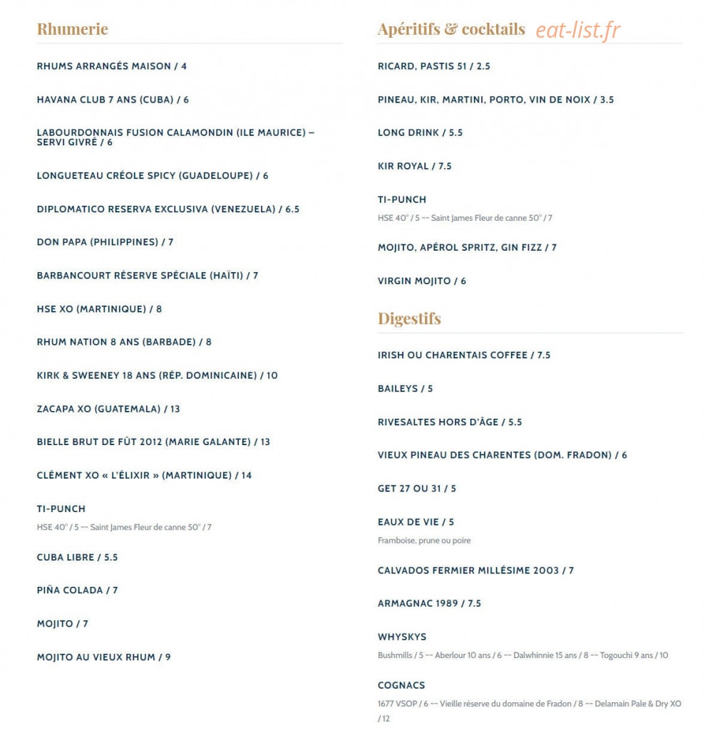 Bistrot de la Place — carte page 5
