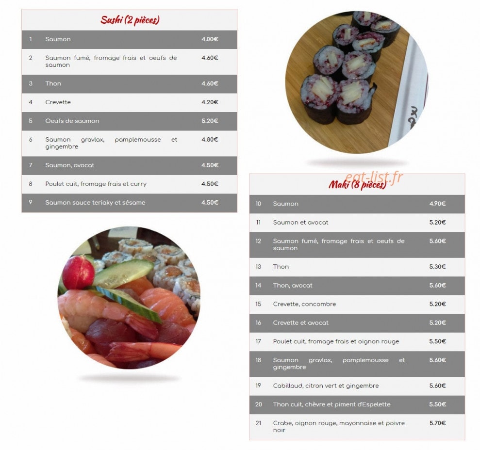 Carte et menu de Sushi Village à Nieul sur Mer — Sushi et makis