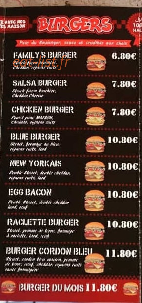 Burger Family — carte page 3