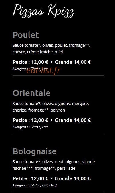 Kpizz — carte page 6