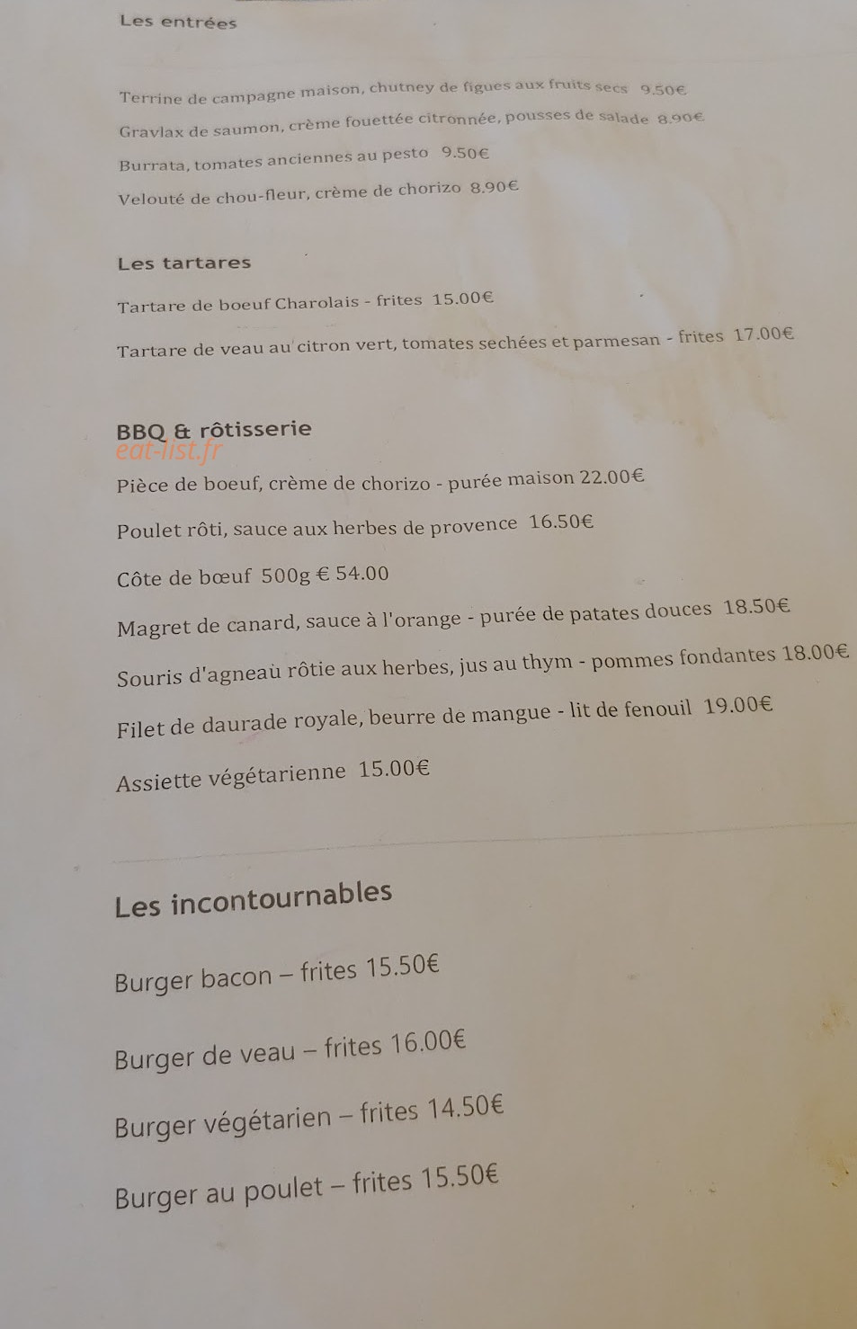 L'Aubreçay chez Moustache — carte page 2