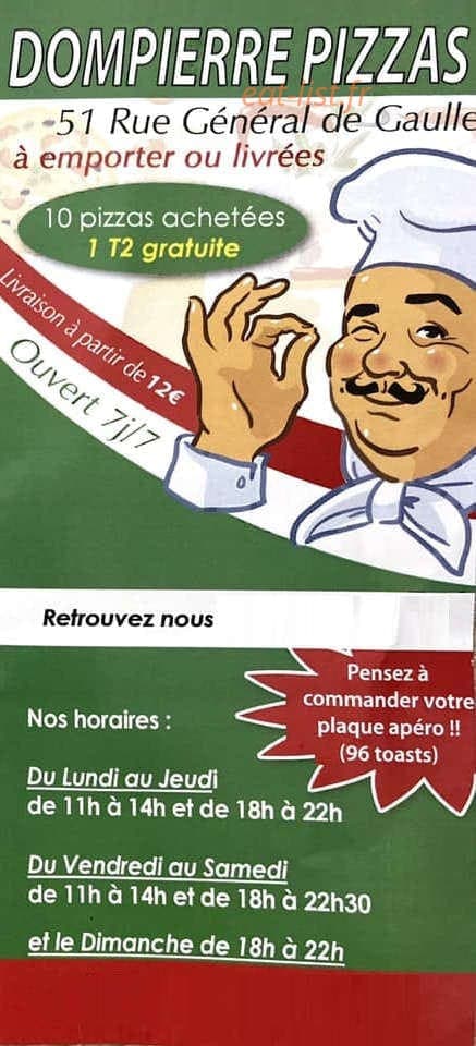 Dompierre Pizza — carte page 1
