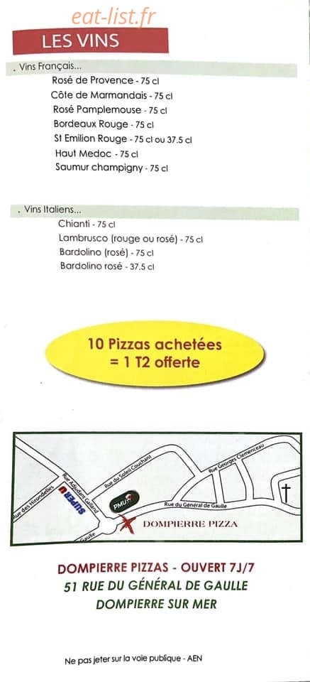Dompierre Pizza — carte page 6
