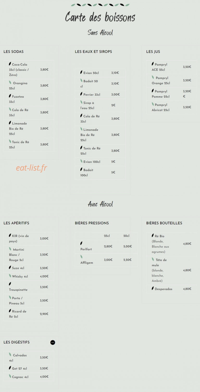 Bistrot l'Olivier — carte page 3