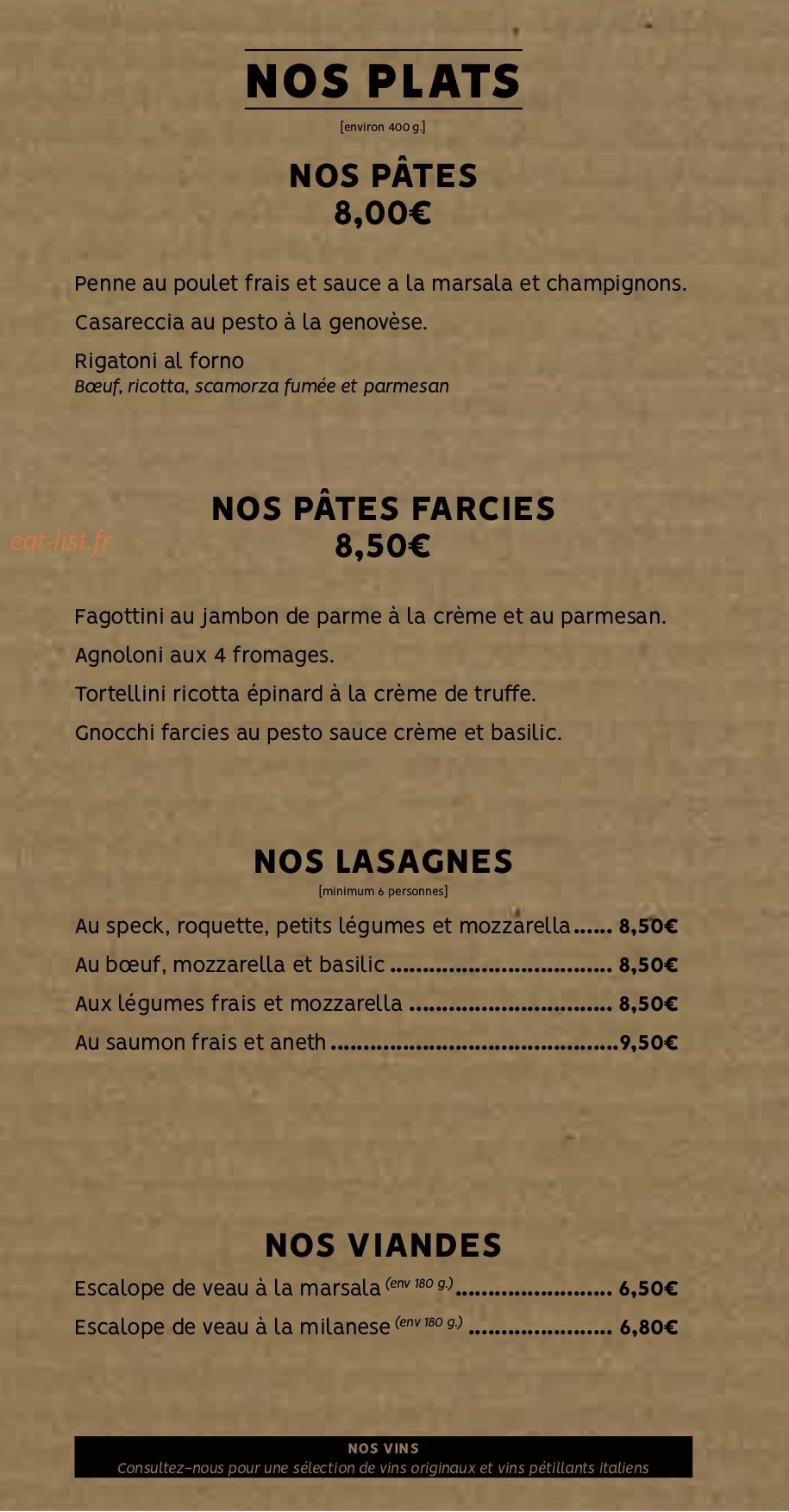 Chez Basilic'o — carte page 2