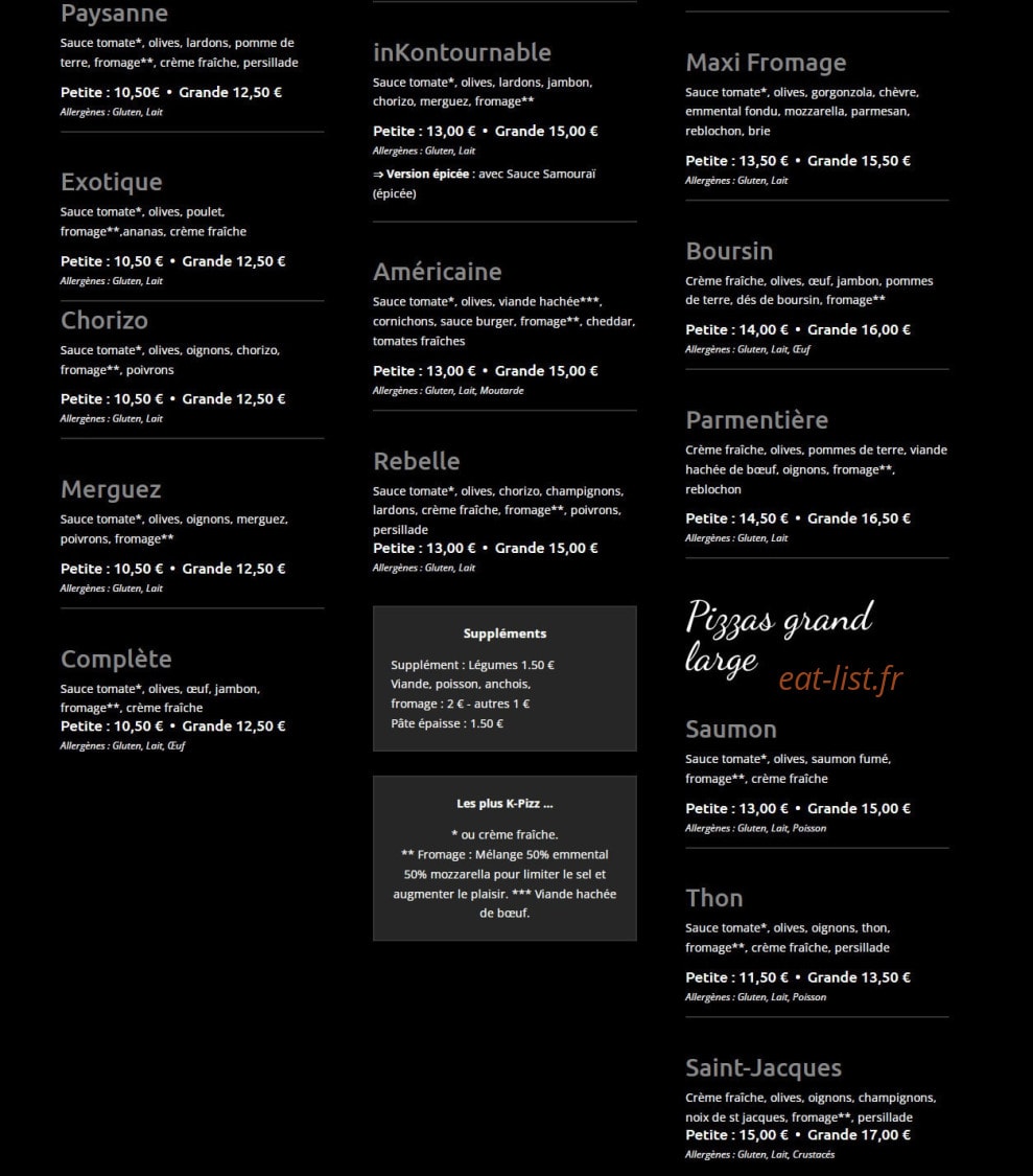 Kpizz — carte page 2