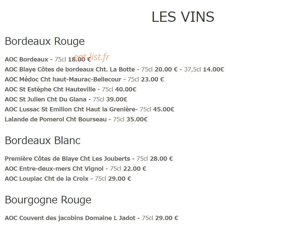 Les Gourmets — carte page 5