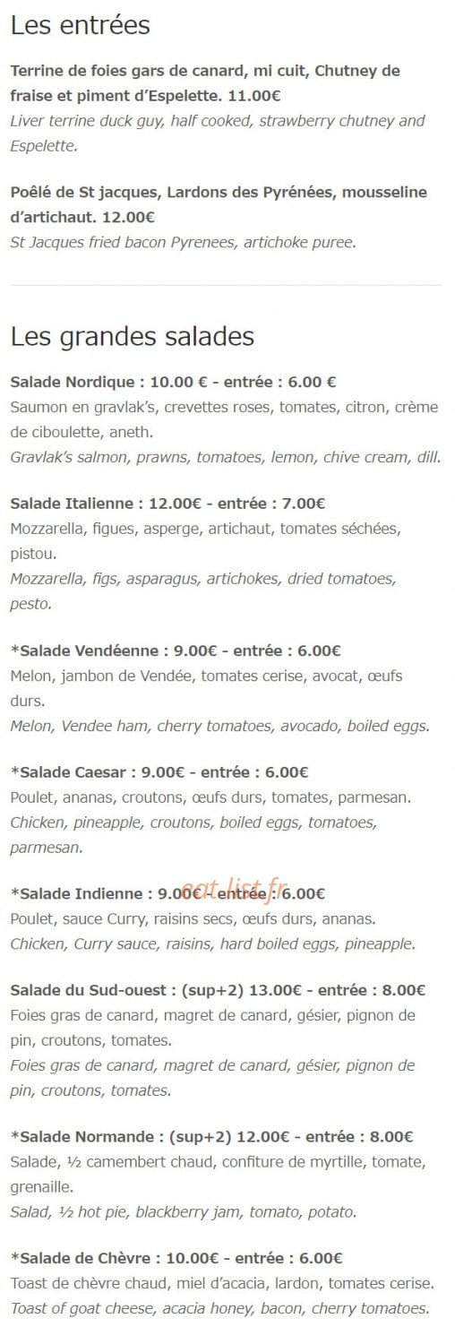 Les Gourmets — carte page 1