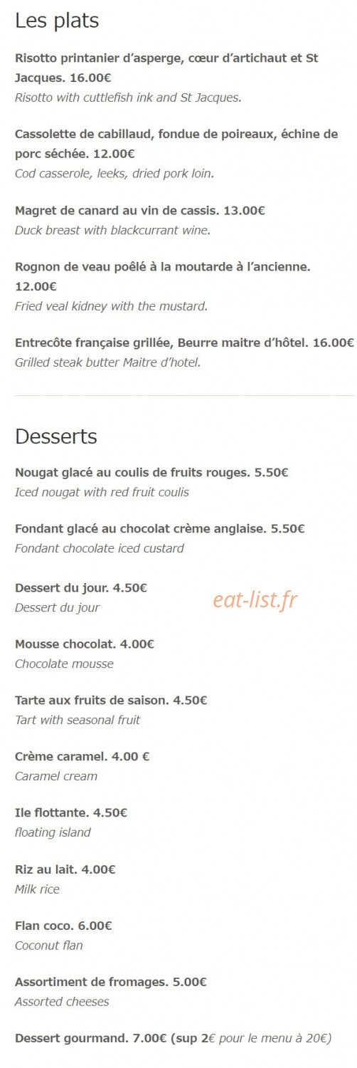 Les Gourmets — carte page 2