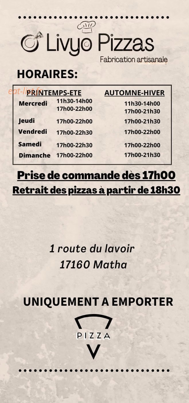 O'Livyo Pizzas — carte page 6