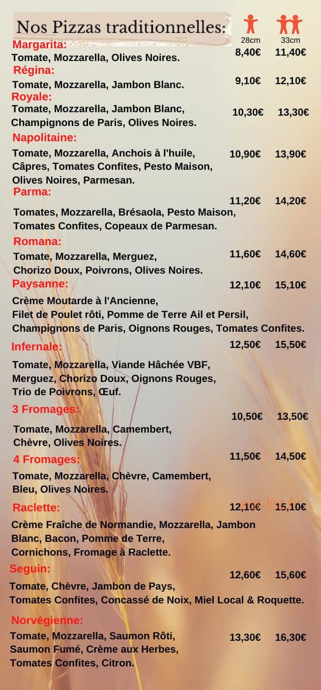 O'Livyo Pizzas — carte page 2