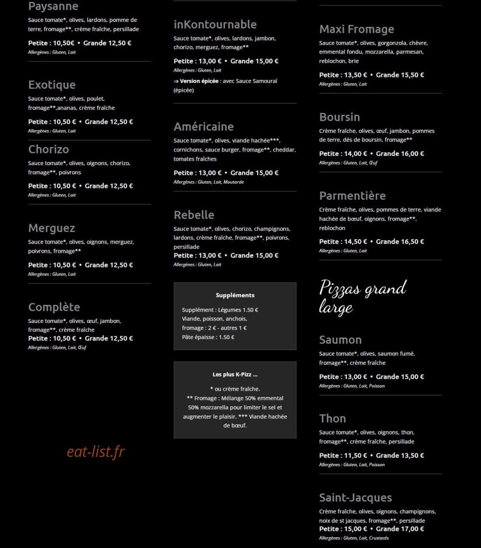 Kpizz — carte page 2
