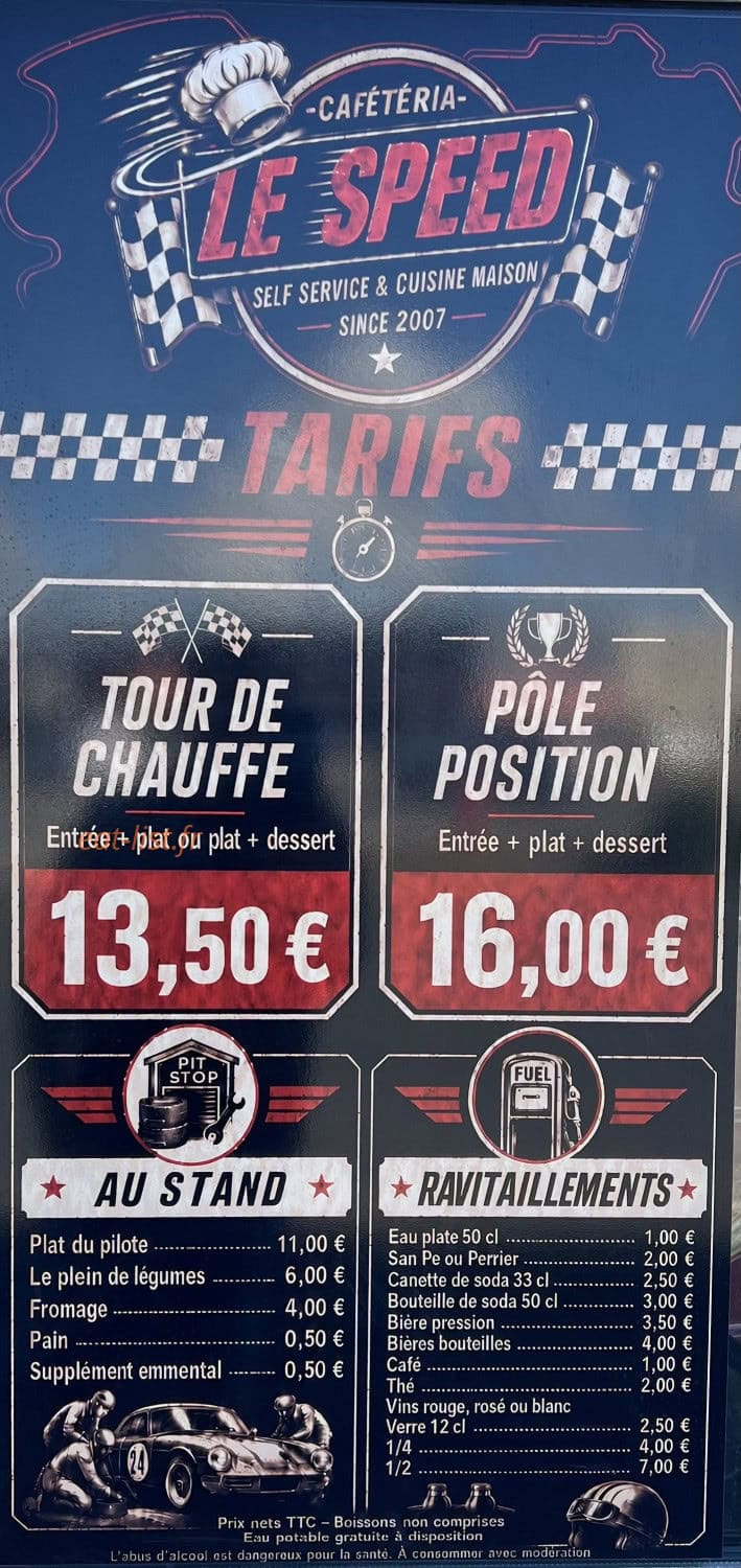 Carte et menu de Le Speed à Perigny — page 1