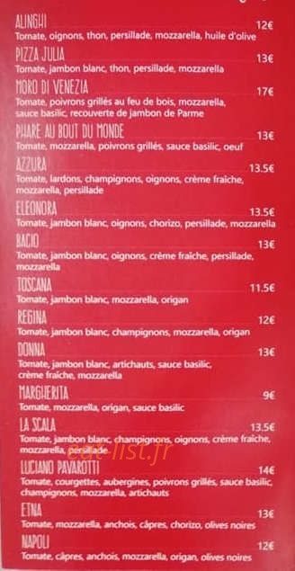 Pizza Julia — carte page 2