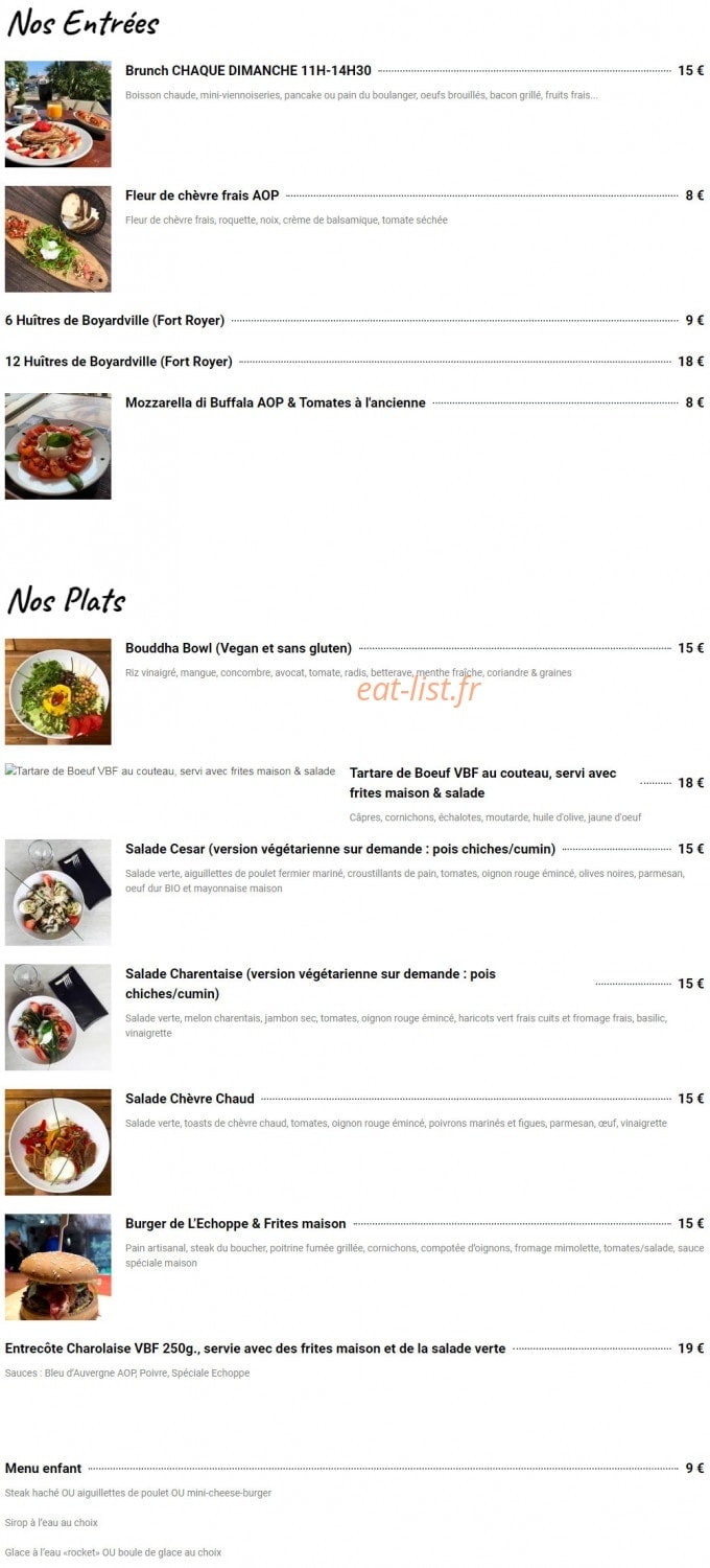 L'Echoppe — carte page 1