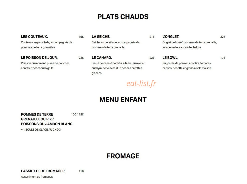 Carte et menu de L'Ostra à Saint Georges d'Oleron — Plats chauds, menu enfant, fromage