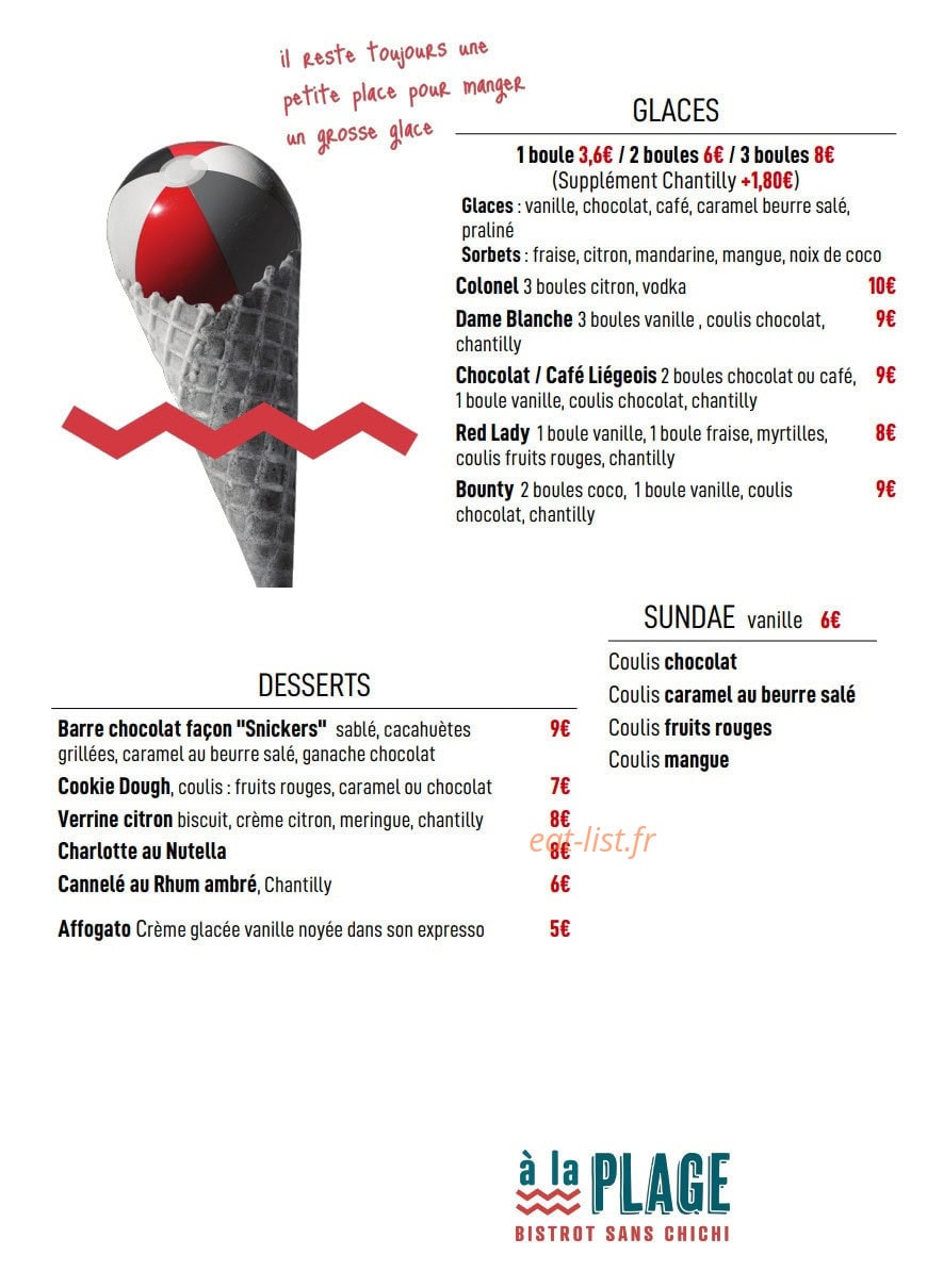 A  la Plage — carte page 6