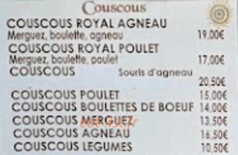 Couscous  et tajine — carte page 2