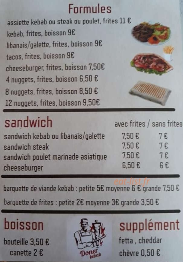 King kebab — carte page 1
