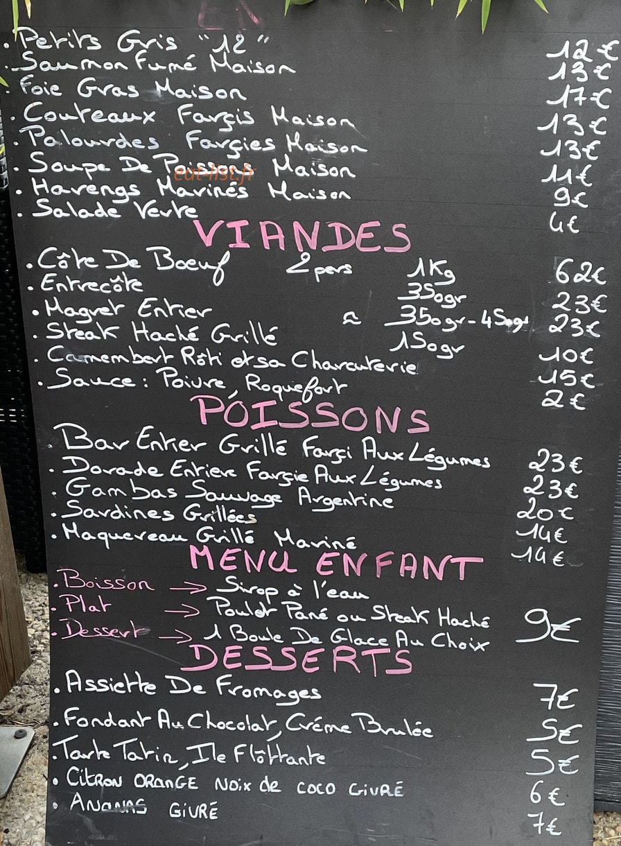 Le Bistro Royannais — carte page 1