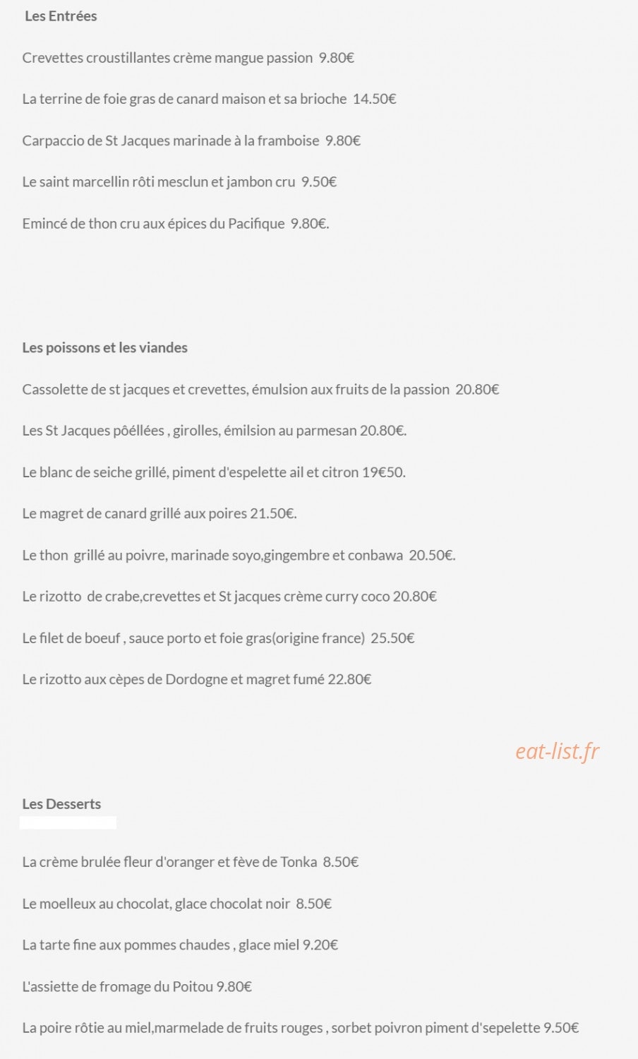 Le Chalet — carte page 1