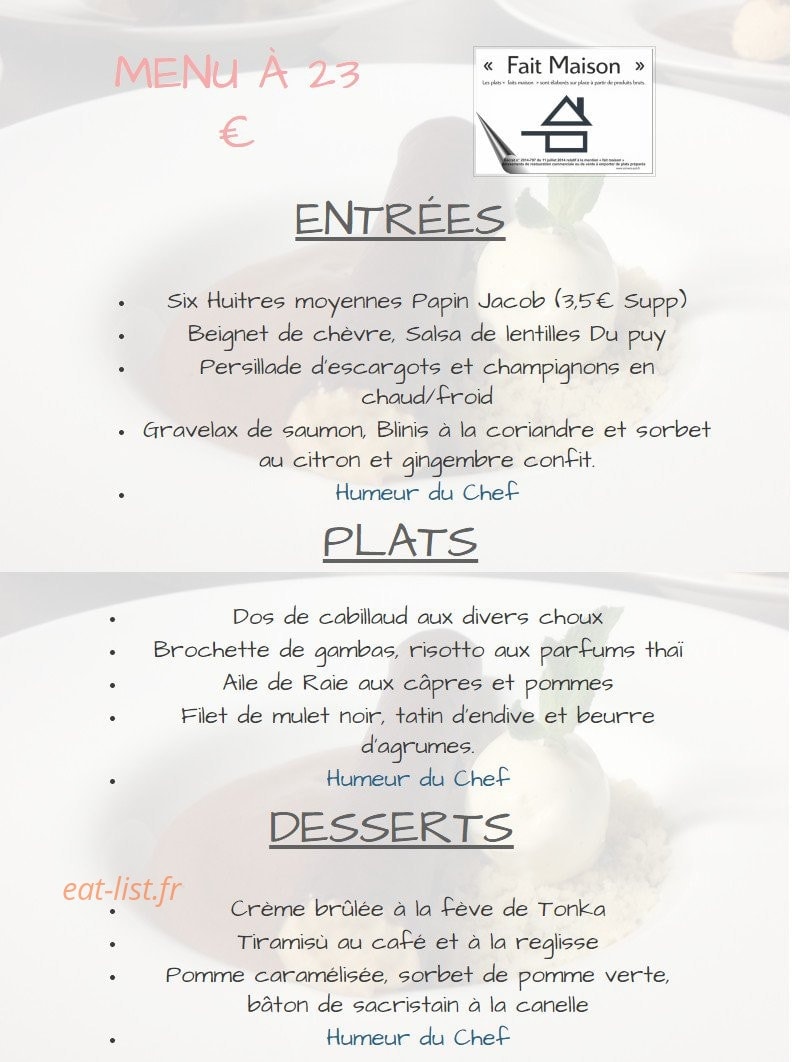 Le Petit Bouchon — carte page 1