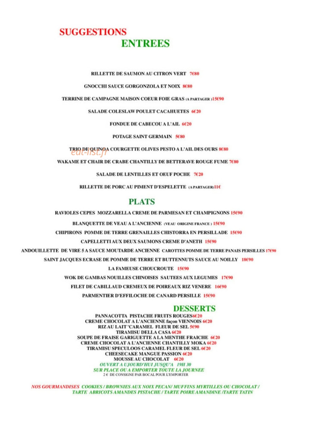 Little Kitchen — carte page 1
