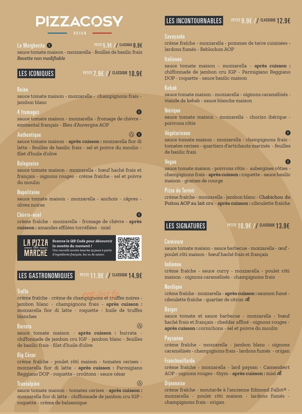 Pizza Cosy — carte page 1