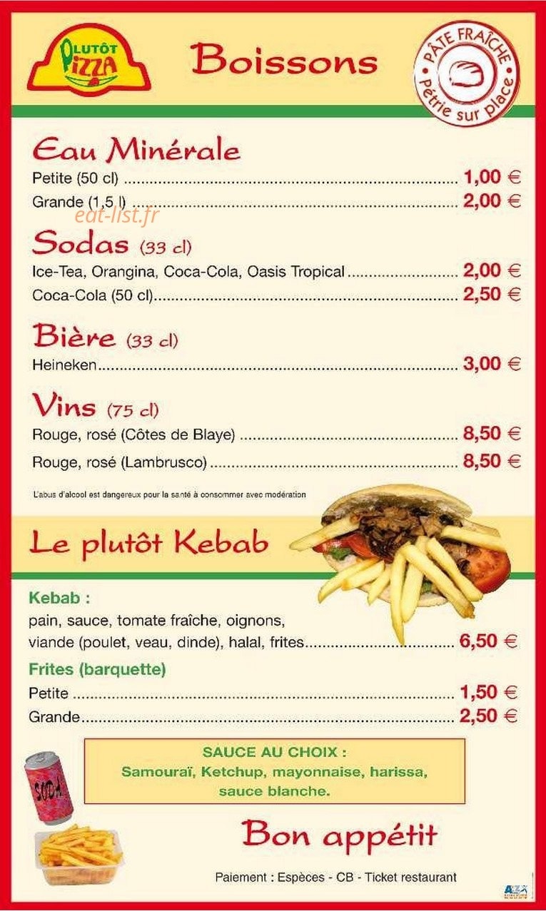 Plutot Pizza — carte page 2