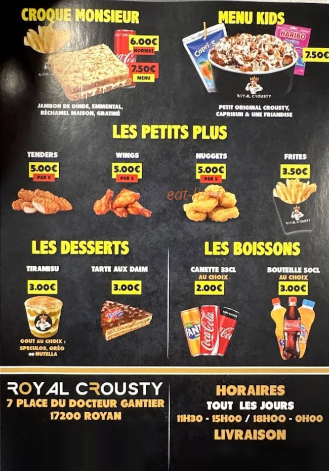 Royal Crousty — carte page 2