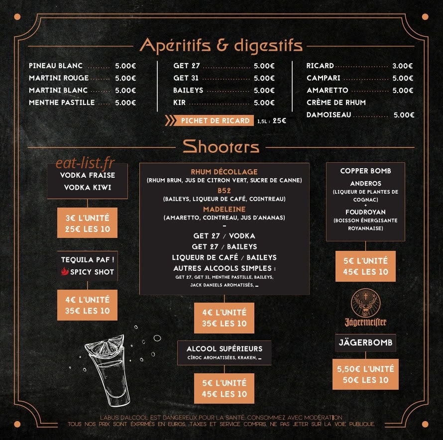 The Copper — carte page 8