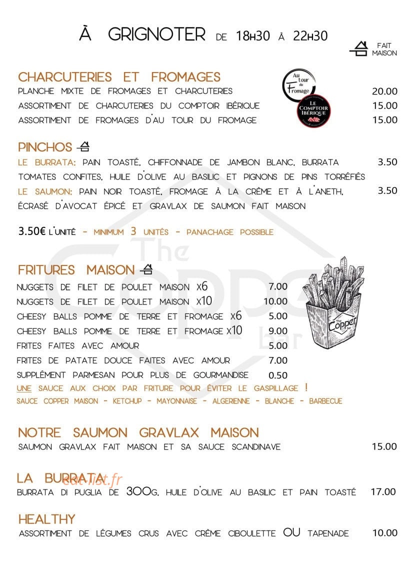 The Copper — carte page 2