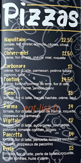 Basilico pizza — carte page 2