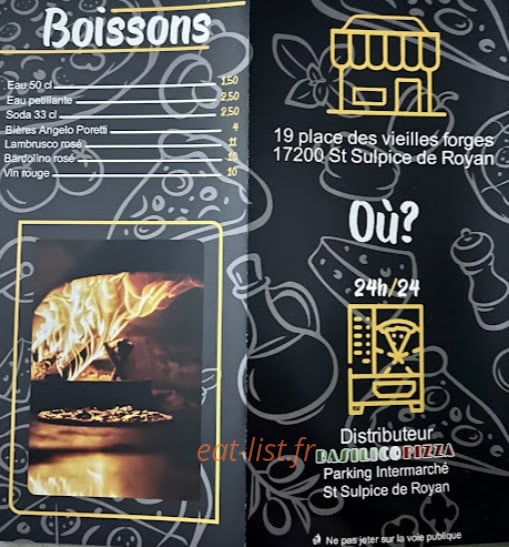 Basilico pizza — carte page 4
