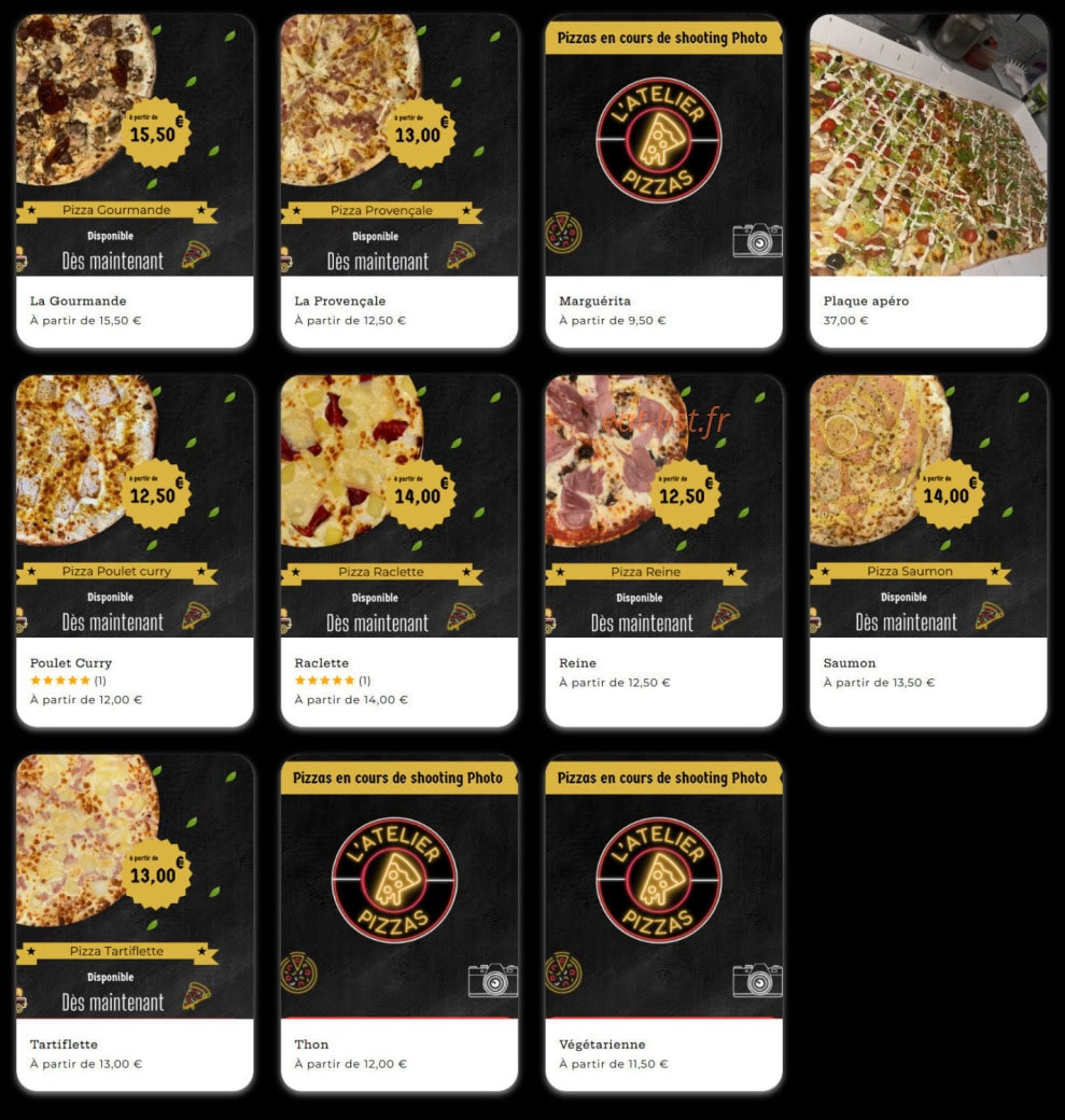 L'Atelier Pizzas — carte page 2