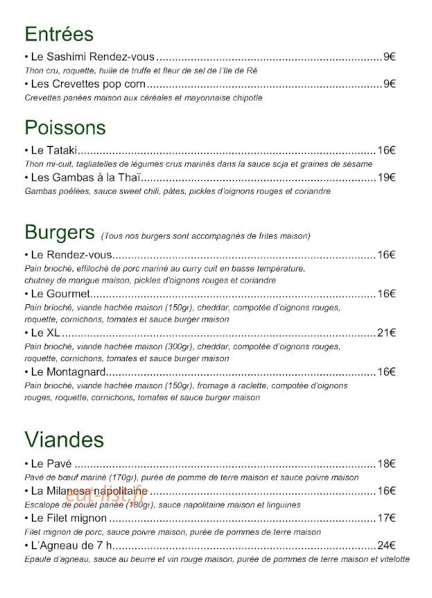 Le Rendez-Vous — carte page 1