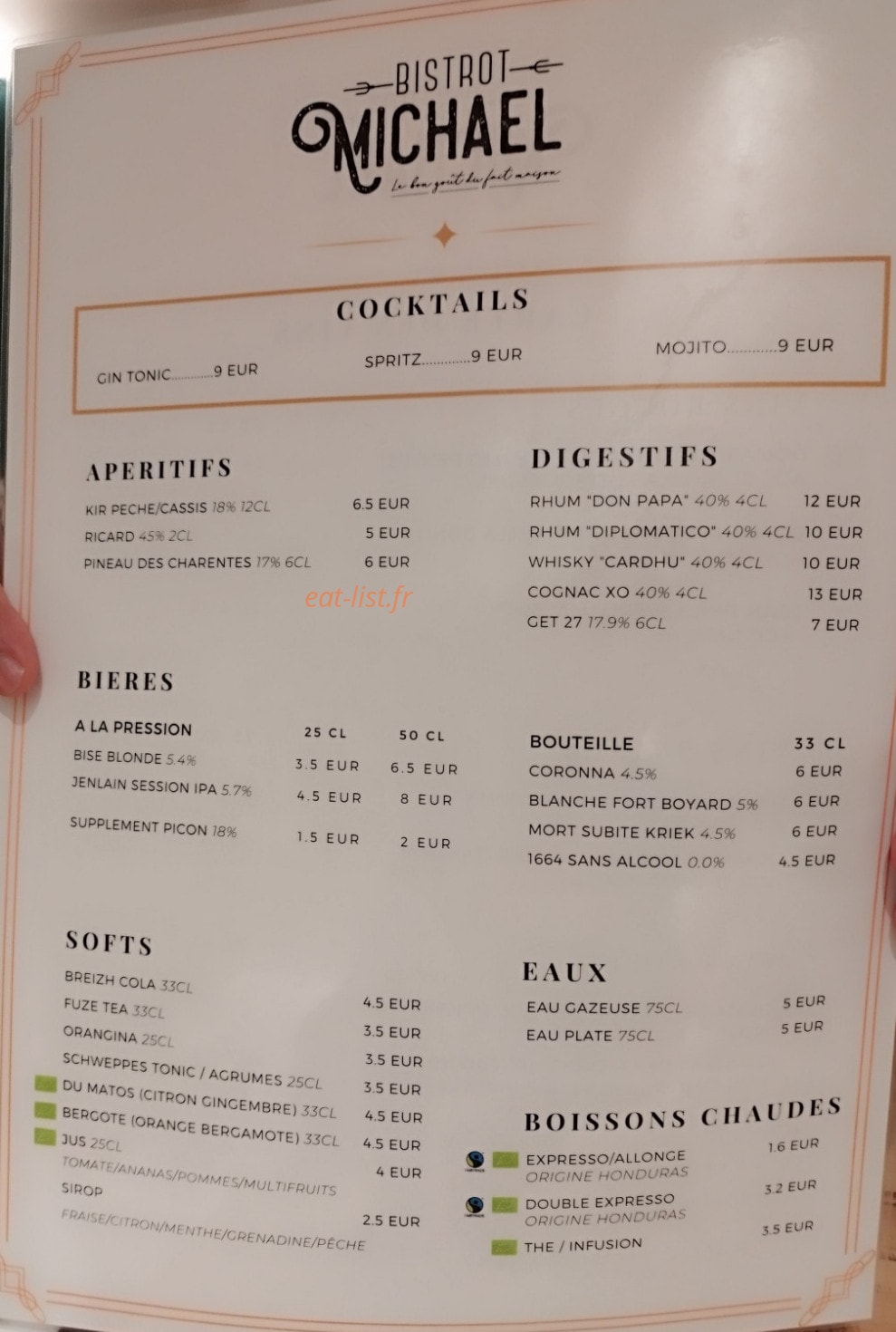 Bistrot Michaël — carte page 2