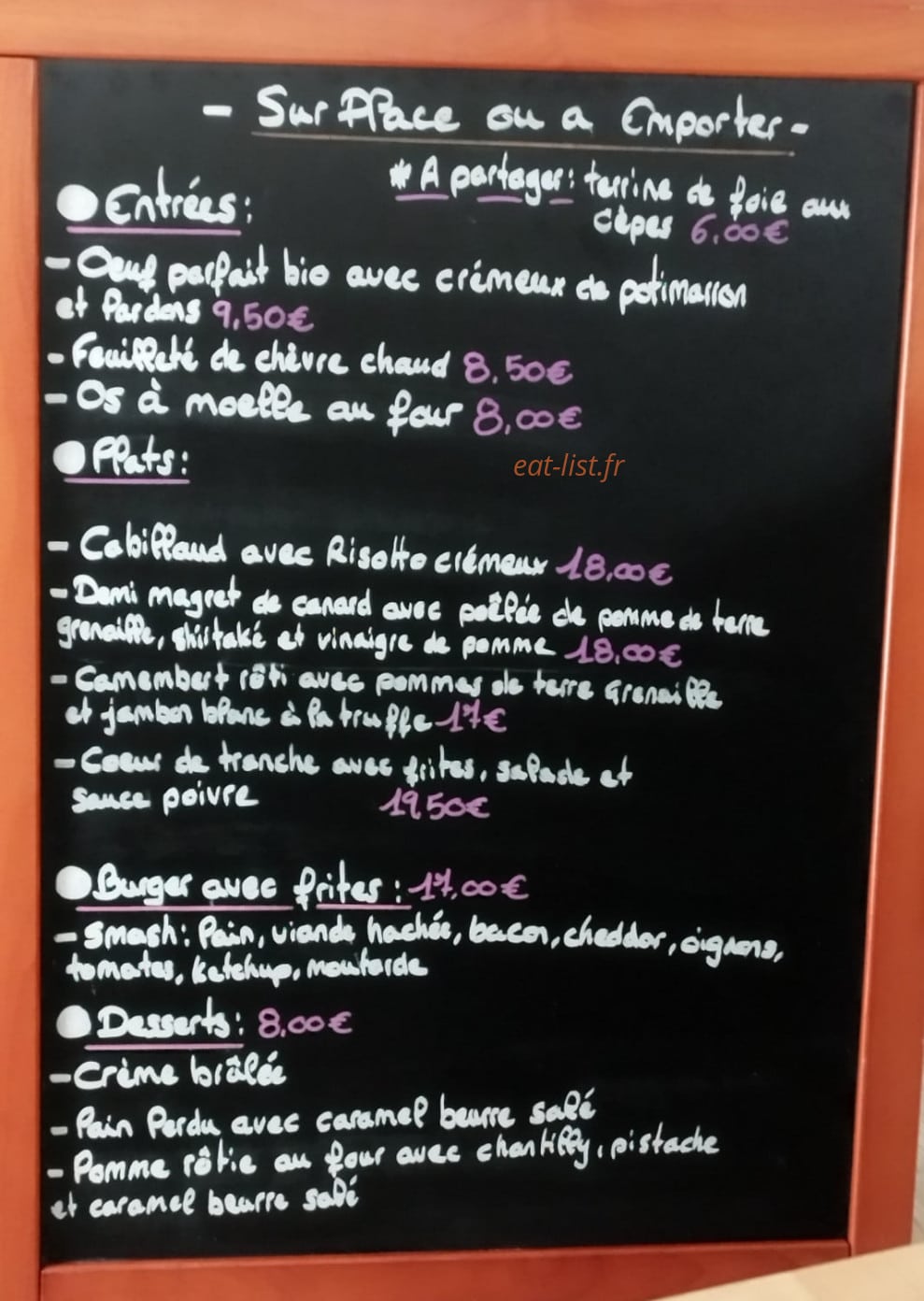 Bistrot Michaël — carte page 1
