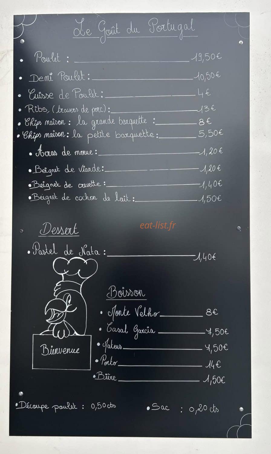 Carte et menu de Le gout du Portugal à Saint Rogatien — La carte