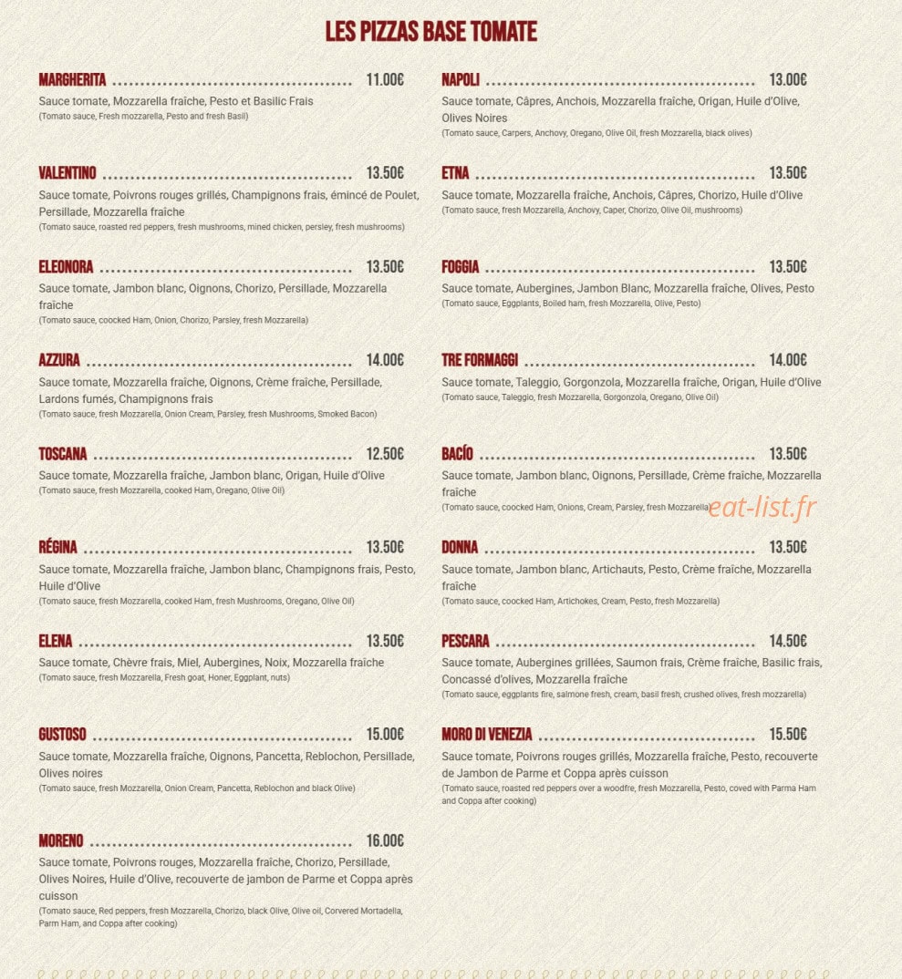 Pizzeria Celero — carte page 1