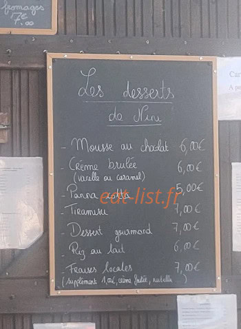 Carte et menu de Au bout du port à Marans — Les desserts