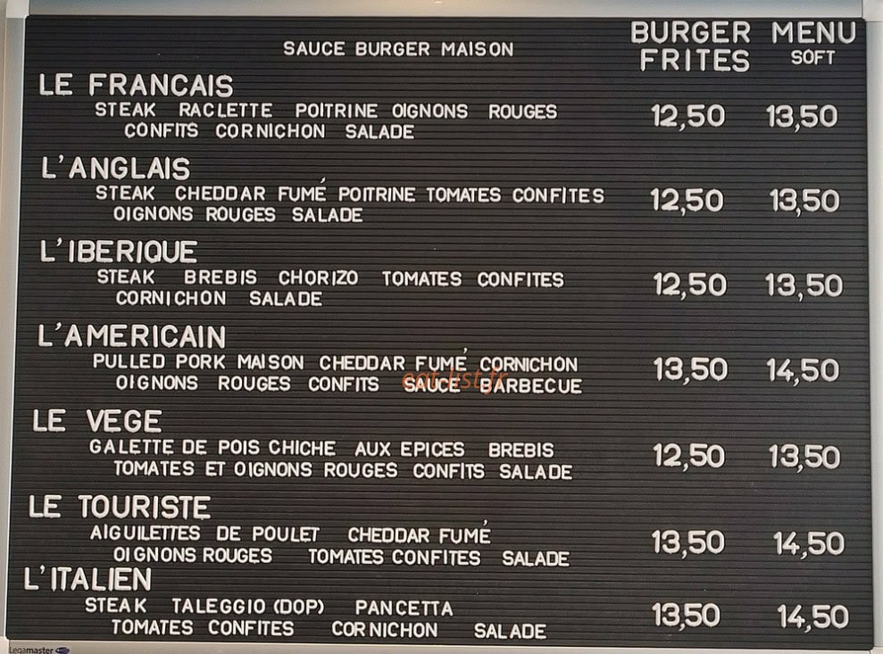 Au Burger Voyageur — carte page 1