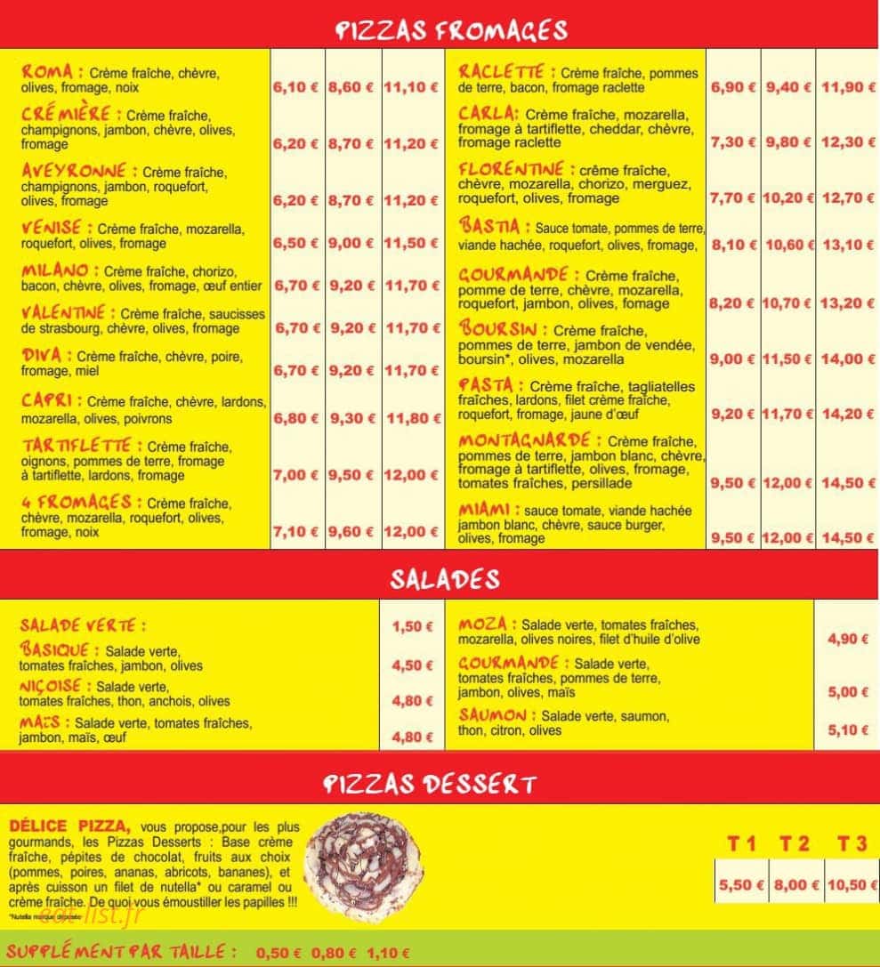 Délice Pizza — carte page 5