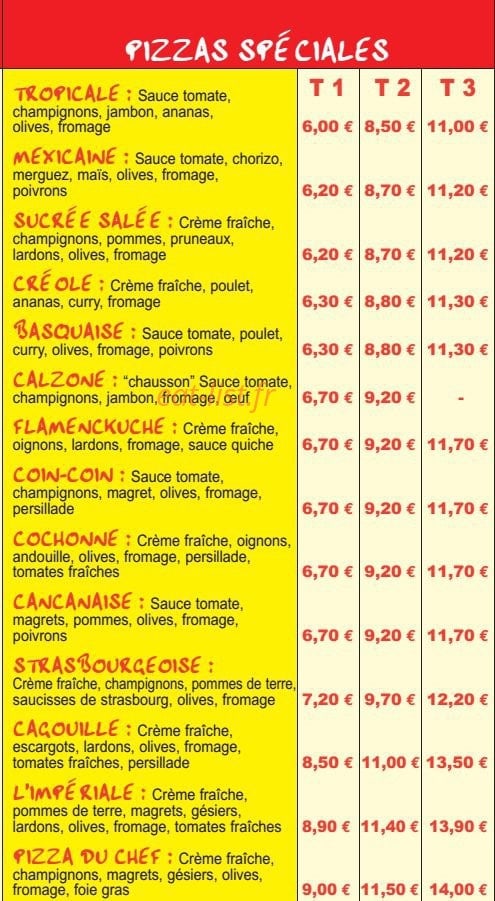Délice Pizza — carte page 3