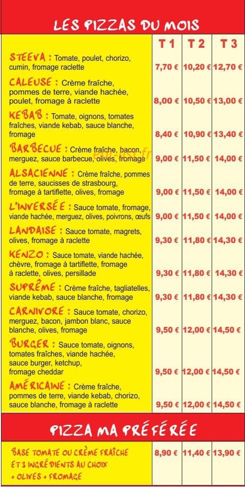 Délice Pizza — carte page 4